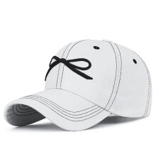 Gorra de béisbol unisex ajustable con pajarita y sombrero para el sol blanco