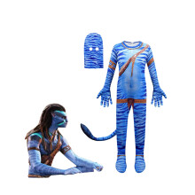 Kids Stage Costume Blue Bodysuit Tail 45.3in