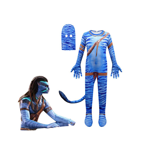 Kids Stage Costume Blue Bodysuit Tail 45.3in