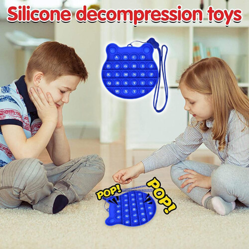 Alphabet Fidget Toy Blue Silicone