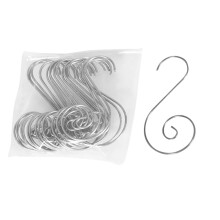 Harliver S-shaped swirl Christmas ornament hooks silver 20