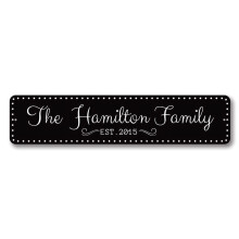 Placa de alumínio com o nome da família para casamento, 10 x 40 cm (4 x 16 polegadas)