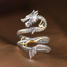 Sterling Silver Flame Dragon Ring for Men and Women