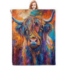 Highland Cow -heittopeitto pehmeä fleece 122x152 cm