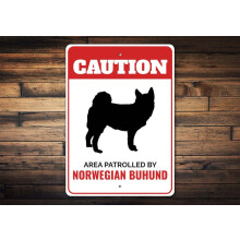 Placa de metal com a raça de cão Buhund norueguês, 20x30 cm (8x12 polegadas)