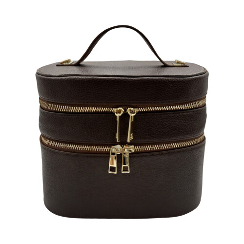 Portable Cosmetic Storage Bag Having Removable-Coffee color