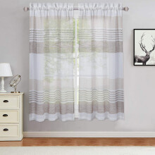Cortinas de cozinha translúcidas em linho verde sálvia com textura de linho, 68,5 x 61 cm (27 x 24 polegadas).