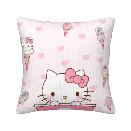 Capa de almofada Hello Kitty em veludo cotelê, 45x45 cm (18x18 polegadas)