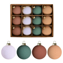 Set ornamente de Crăciun din catifea, 6,3 cm, 12 buc.