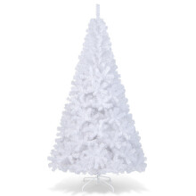 Topbuy witte kerstboom zonder verlichting met metalen standaard, 2,13 meter