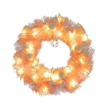 Guirlanda artificial rosa com luzes para decoração de porta