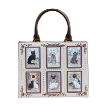 Multifunctional Shoulder Bag With Cute Cats Patterns And-White