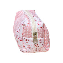 Bloemen make-up tas, katoenen gewatteerde make-up tas-Rode S