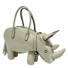 Rhinoceros Shape Shoulder Bag for Women 3D Animal Top-Beige