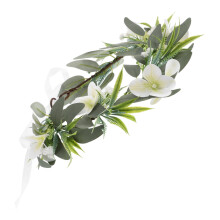 Couronne de fleurs d'orchidées artificielles avec couronne en rotin