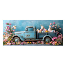 Banner de Paște pentru ușă de garaj cu ou de iepure, 6x13FT
