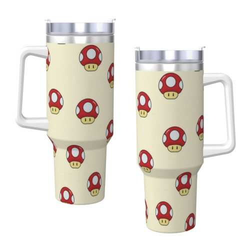 Εξατομικευμένο ποτήρι Mario 40oz με λαβή και καλαμάκι - Κύπελλο καφέ ταξιδιού από 2