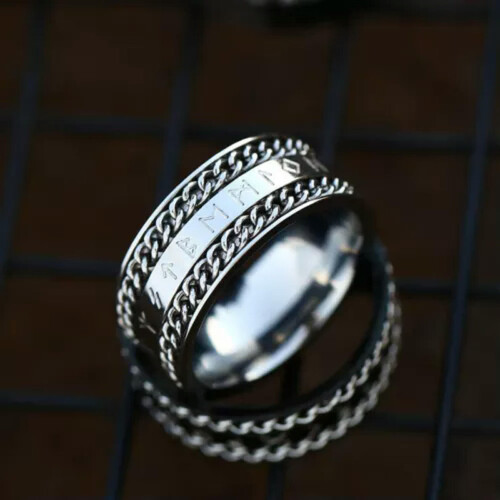 Viking Runer Giftering Rustfritt Stål Spinnerring 2