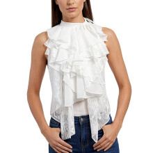 Faux col élégant et réglable, accessoire de tenue de fête-Blanc
