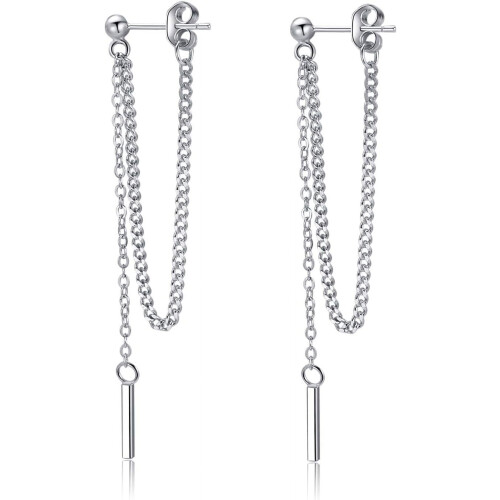 925 Sterling Sølv Bar Dangle Øreringe til Kvinder