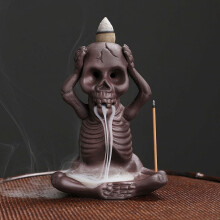 Räuchergefäß mit Rückflussfunktion, lila Sand, Totenkopf-Design, 1 Stück