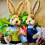 Set de figurine iepuraș de paie de Paște, 2 buc., 35 cm 1