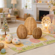 Décoration d'œufs de Pâques en rotin tressé (3 pièces)