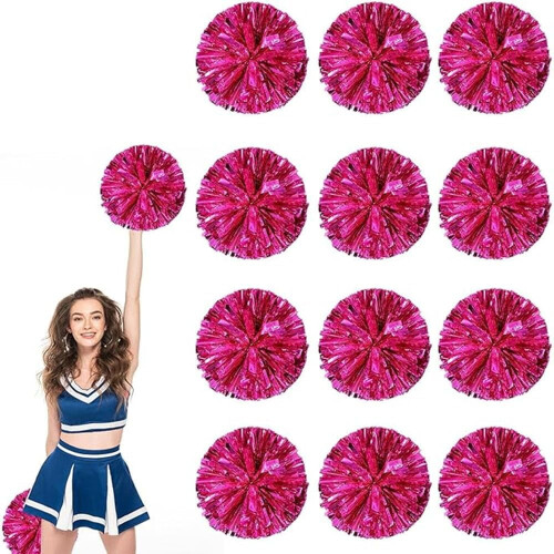 Pompons de líder de torcida metalizados, 25 cm (10 polegadas), 12 unidades