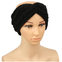 Diadema de punto de color liso para mujer, color negro, talla única.