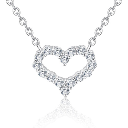 Moissanit-Herzkette, 925er Silber, Farbe D, VVS1