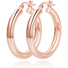 Gouden holle oorringen, 4 mm dik, sterling zilveren oorstekers