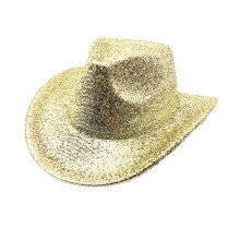 Gul cowboyhat med pailletter til kvinder, neonfarvet cowgirlhat