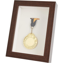 Medal Display Shadow Box Coconut Brown Wood Frame 6x8x1.7