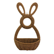 Coș de perete cu iepuraș de Paște, decor suspendat cu țesătură deschisă de 38 cm