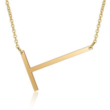201 Stainless Steel Initial Pendant Necklace T Letter