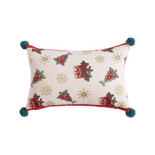 Funda de almohada navideña de terciopelo con bordado de árbol, 30 x 50 cm.