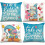 Set di 4 federe per cuscini Gnome Beach, 45x45 cm, Blu Oceano 1
