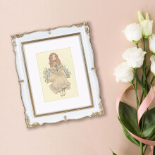 Cadre photo vintage blanc et or 8x10 avec passe-partout