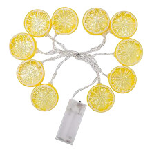 Cordão de luzes decorativas LED em formato de limão, alimentado por bateria, 1,5 m