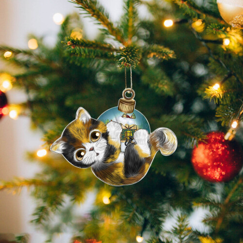Svart katt julepyntball2024