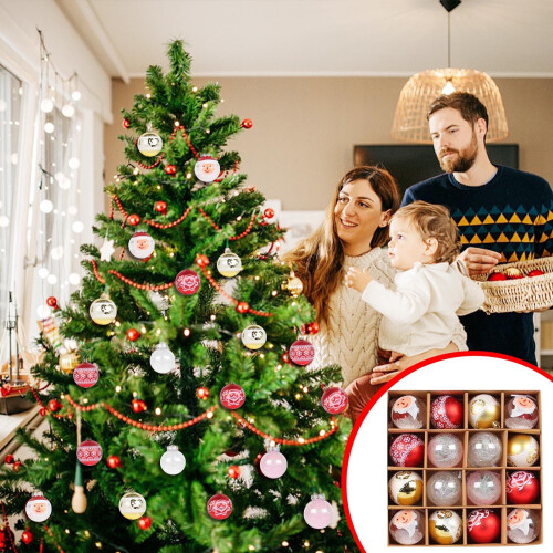 Julkulor Dekorationer Set 16 delar med presentask
