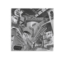 Abstraktní černobílý tisk na plátně MC Escher 24x24 palců