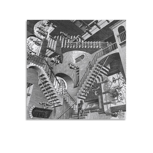 Αφηρημένη ασπρόμαυρη εκτύπωση σε καμβά MC Escher 24x24 ίντσες