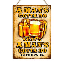 Placa de parede retrô em metal para bar ou caverna masculina, 30x20 cm (12x8 polegadas)