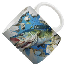 Keramiktasse mit Angelmotiv, 350 ml, ergonomischer Griff,-P 7