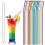 Reusable Bent Glass Straws 8mm 8-Pack Multicolor with 2 1