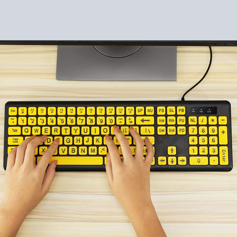 108-Key Large Print Keyboard Usb Wired 1.5M Yellow 7790334196731