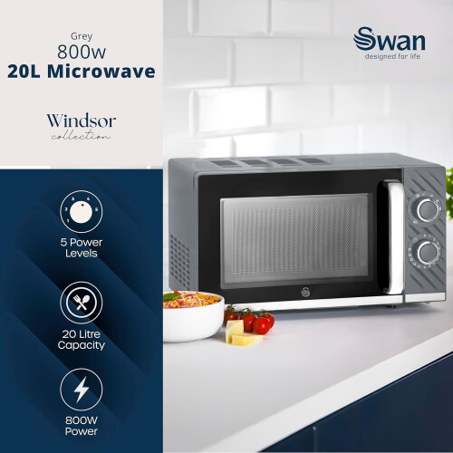 Swan Swan Windsor Grey Kettle Toaster Microwave Breadbin Canisters 1