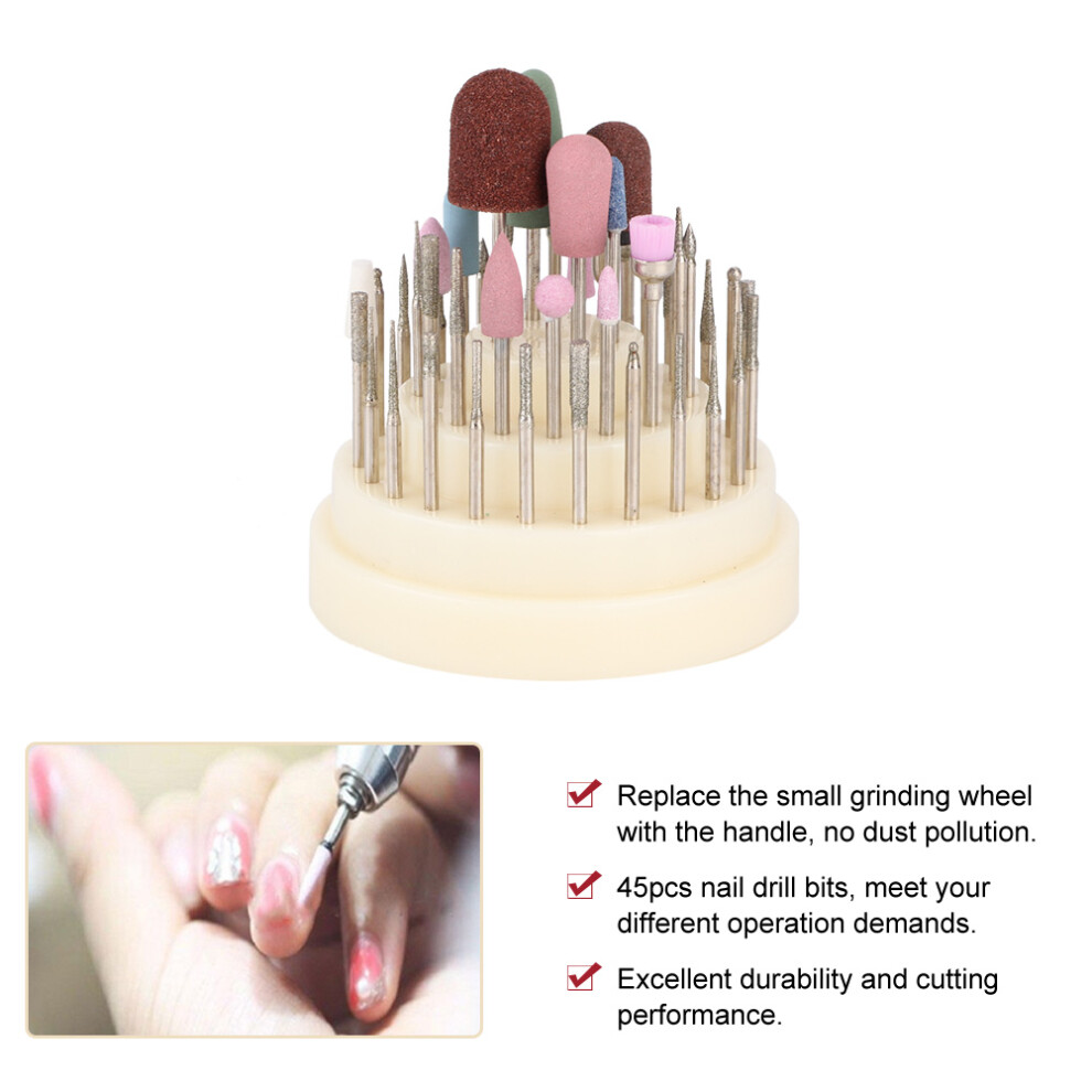 45pcs Nail Drill Bits Kit for Pedicure Art