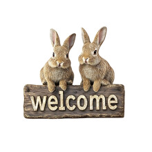 Panneau de porte en forme d'œuf de Pâques avec lapin, 30 x 27 cm, décoration de style ferme